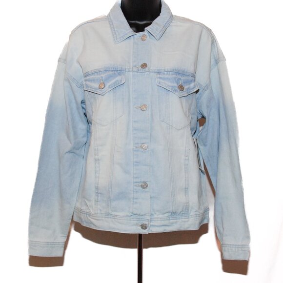 YMI Women's Novelty Wash Faded Jean Denim Moto Jacket NWT Larg - Picture 2 of 7